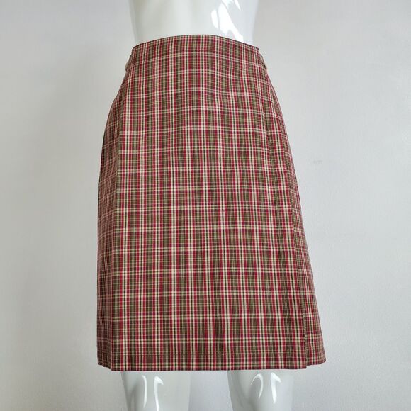 Vintage 90's Eddie Bauer Red Plaid Wrap Skirt - Picture 1 of 9